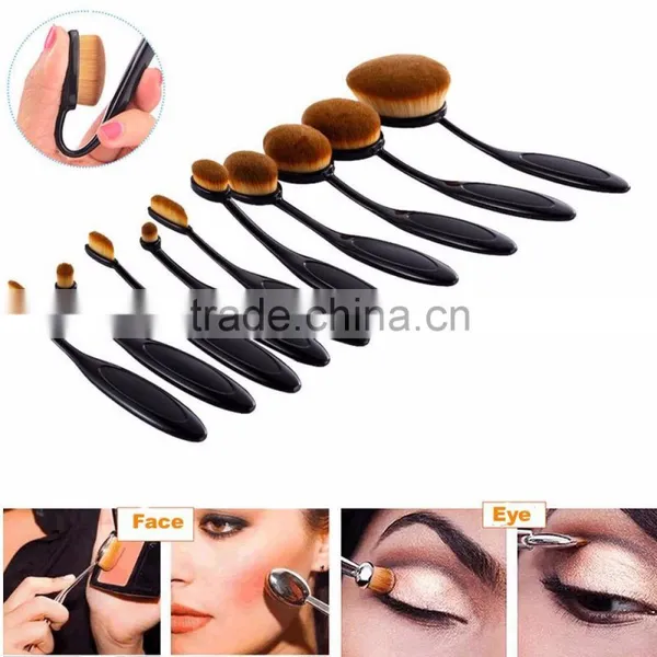 Logo Branding Oval Makeup Brush, Professional Cosmetic Makeup Brushes 10pcs/set photo-2