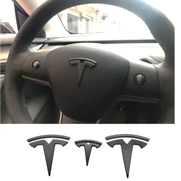 Logo for Tesla Model 3 Y Steering Wheel + Front and Rear Emblem Decoration photo-2