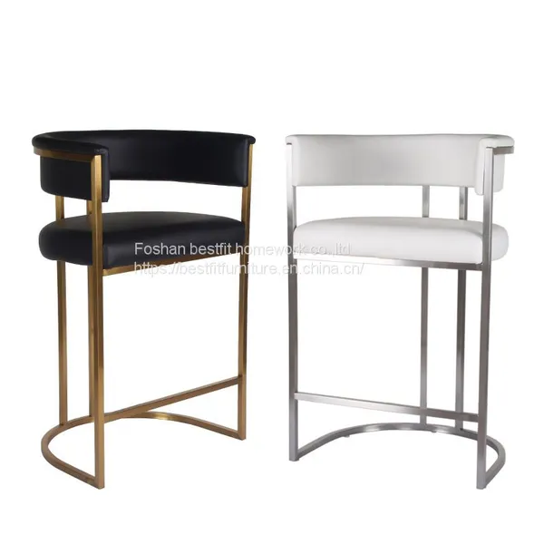 XC219 Gold Chair PU Comfortable Chair Stainless Steel Highchair Bar Stool