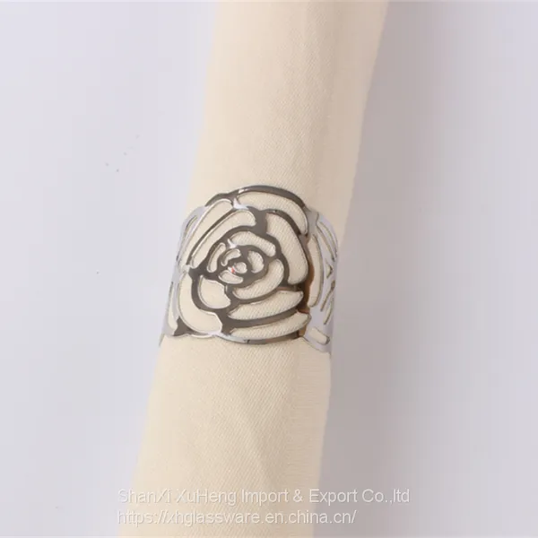 Wholesale Gold And Silver Colored Metal Napkin Ring With Flower Design photo-2