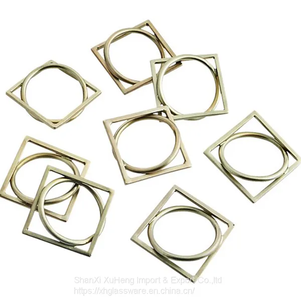 Antique Gold Napkin Ring With Square And Round Shaped photo-3