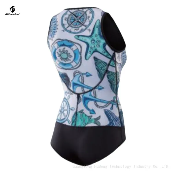 Ladies One Piece Swimsuit Main Body Pattern Women Wet Suit Flat Lock 1.5mm 2mm Sleeveless photo-2