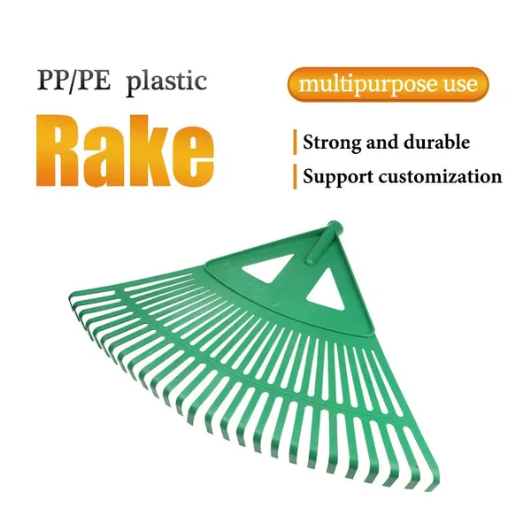 Plastic Rake Garden Rake Lawn Rake Blue Wide Fan Head Lightweight Garden Yard Leaves Cleaning Tool OEM Factory Wholesale photo-2