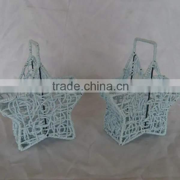 Iron Frame & Paper Rope Basket for Home Decoration