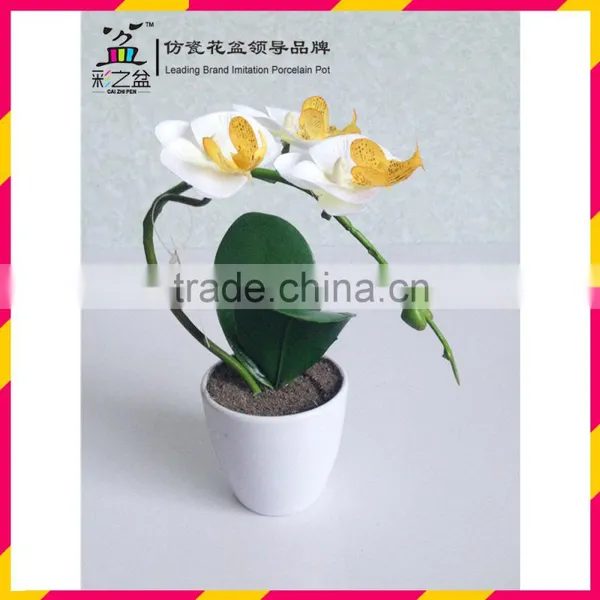 Artificial plant and orchid flower Smooth round melamine flower pot MX1408-1