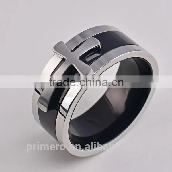 New Black Color Detachable Cross Titanium Stainless Steel Male Ring For Men Fine Jewelry photo-5