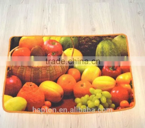 40*60cm Loop Pile Printing Carpet With Anti-slip Backing Latex/tpr Fluit Design Nylon Printing Mat