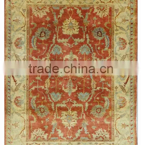 1067 Rust Beige Oshak Carpets Made With Fine Handspun Wool