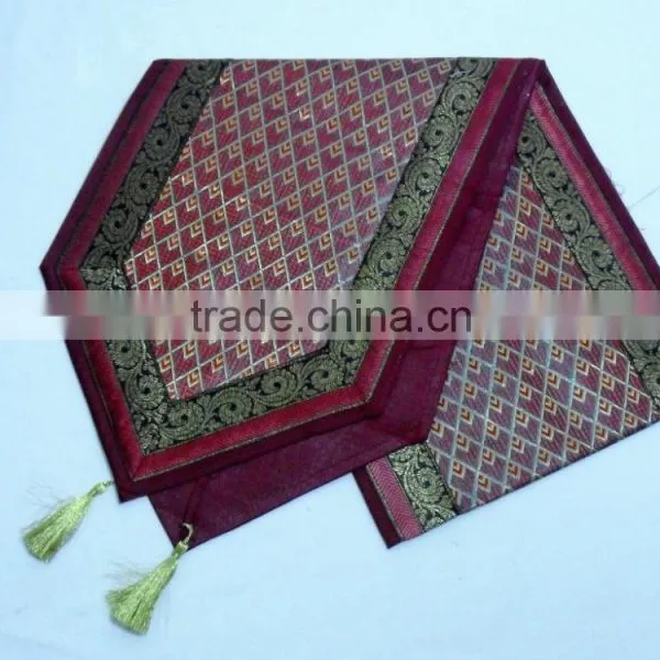 Placemats and Coaster in Red Color Indian Silk Table Runner photo-4
