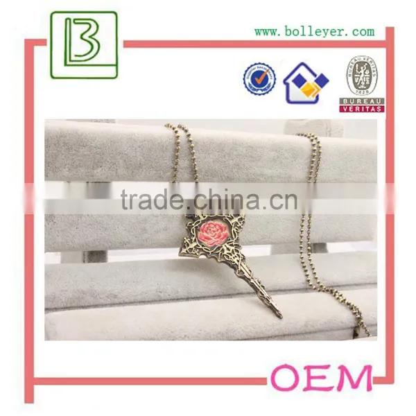 Designer Inspired Open Heart Shaped Key Pendant and Necklace Polished Antique Brass Tone photo-2