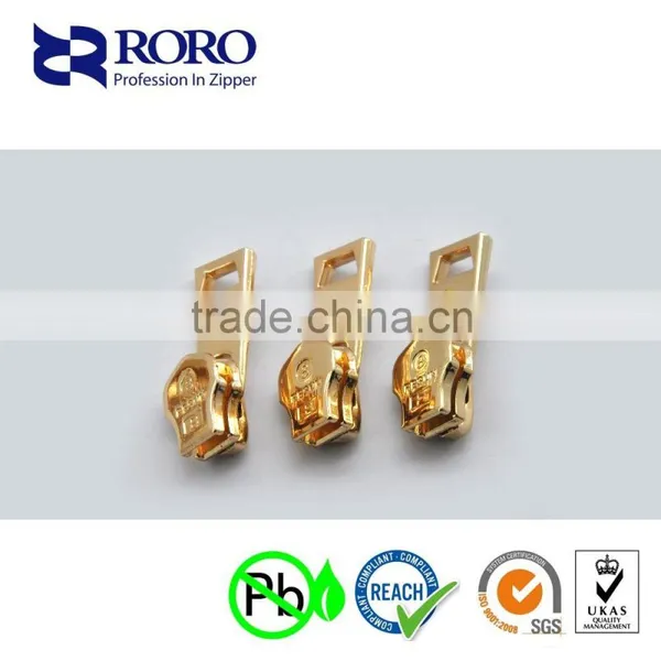 RORO14120909#5 Zinc Alloy Gold Brass Zipper Silder and Puller Design photo-5