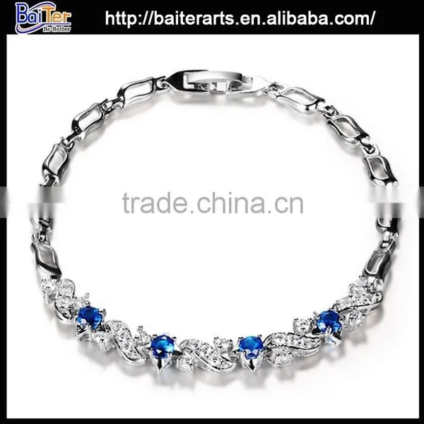 Multi Colors Women's Alloy Copper Heart Shaped Zircon Ruby Bracelet Bangles photo-5