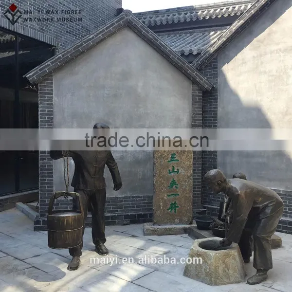 Museum Scene Recovery With Lifesize Bronze Sculpture Statues