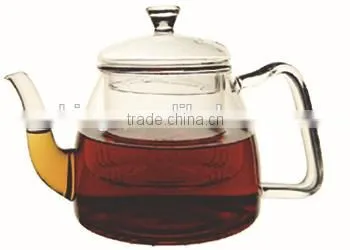 Heat Resistant Pyrex Clear Glass Tea Pot With Glass Filter With FDA