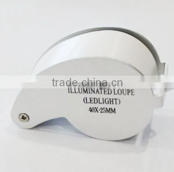 Folding LED Illuminated Diamond Lens Loupe Magnifier