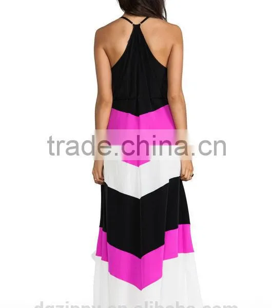 2015 Gowns Women Colour Block Gown Fashion Gown Design for Women Wear Long Gowns photo-4