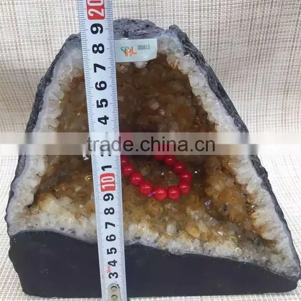 Natural Crystal Citrine Geode For Sale Medium Home Decoration photo-2