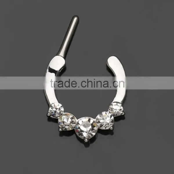 Wholesale Yiwu Fashion Rhinestone Stainless Steel Unique Nose PiercingJewelry photo-2