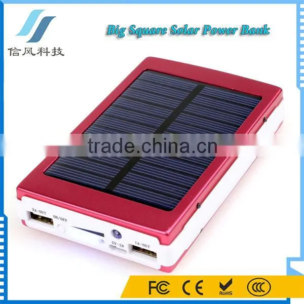 12000mAh Portable Solar Mobile Phone Charger Power Bank Red photo-3