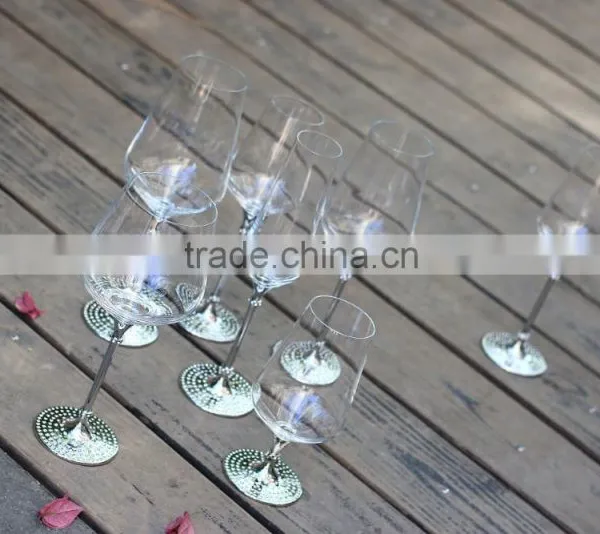 Glassware Manufacturer Handmade Wendding Decoration Elegant Goblet Glass Crystal Glass With Silver Stem Crystal With Diamond photo-3