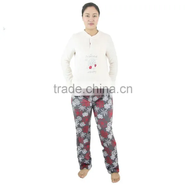 Kevince Flannel Pyjamas Set Hedgehog Emb Knitting Woman MOQ 1000set OEM Factory Directly photo-3
