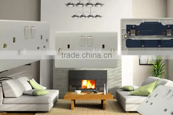 Double UK Socket With Switch White Color Plastic Plate Wall Switched Socket photo-4