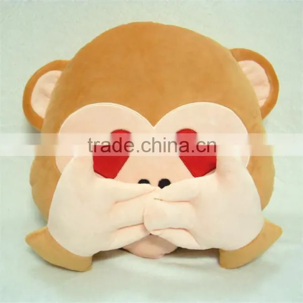 Best Sell Cute Plush Soft Monkey Emoji Pillows With Heart Eyes photo-2