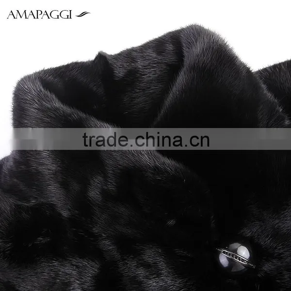 Hot Sale Back Mink Fur Long Coat for Women Winter photo-4