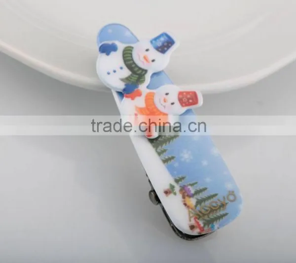 Christmas Hair Clip With Snowman and Glove Ornament Funny Kids Alligator Hair Clip photo-3