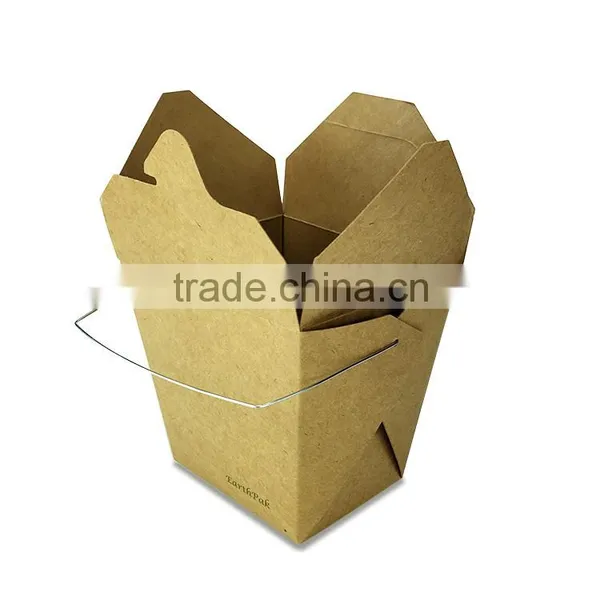 Disposable Craft Paper Curry Rice Box With Handle Fast Food Meal Boxes photo-5