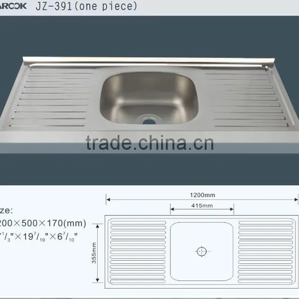 120x50cm Single Bowl Double Tray Stainless Steel Kitchen Sink photo-2