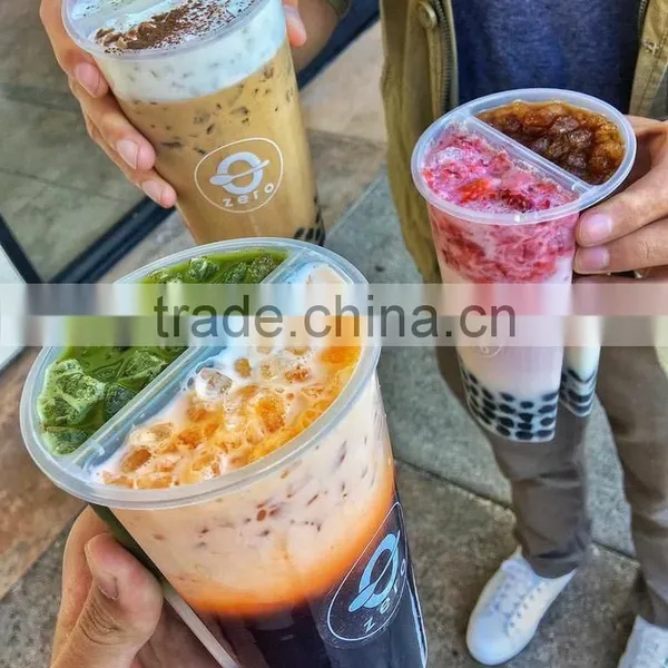 33 oz 1000ml Plastic PP Split Boba Tea Cups With Lid photo-4