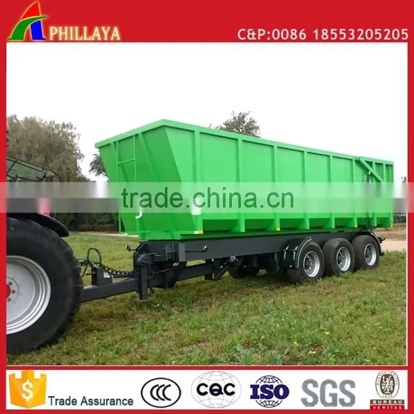 2017 NEW Hydraulic Lifting Side Dump Drawbar Rear Grain Tipper Trailer For Sale photo-4