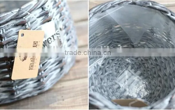 Handmade Wicker Flower Baskets for Planting With Plastic Liner Wicker Plants Basket photo-5