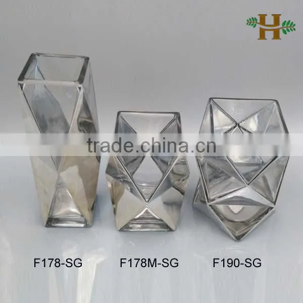 Geometry Vase Antique Silver Cylinders Mercury Vase photo-2