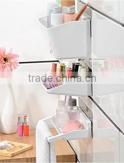 Wholesale Stock Multifunction Kitchen Bathroom No Mark Sticky 3 in 1 Plastic Storage Rack photo-6