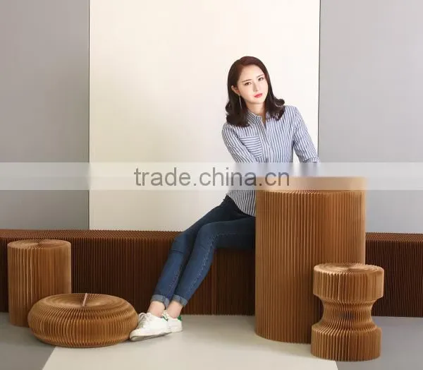 Popular Simplify Natural Portable Easy to Transport Living Room Paper Stool photo-2