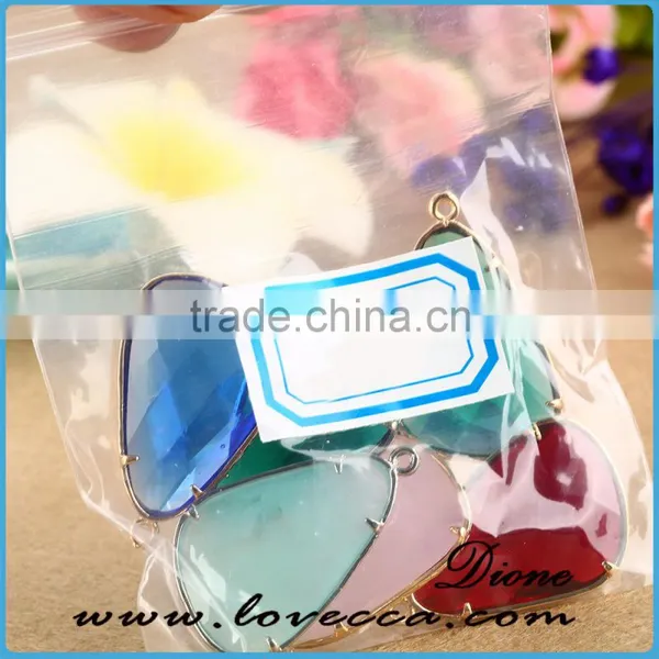 Wholesale Gold/silver Plated Glass Bezel Pendant ,glass Stones With Brass Frame photo-2