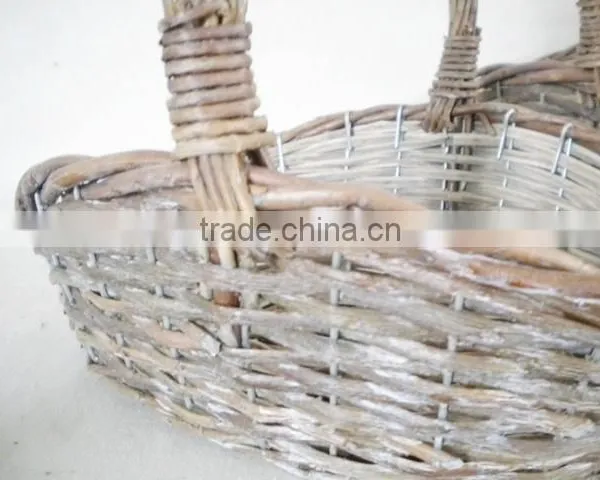 Grey Color Woven Wicker Rattan Basket for Flowers photo-3