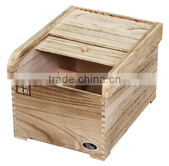 High Quality Wooden Rice Box With Burnning Color photo-3