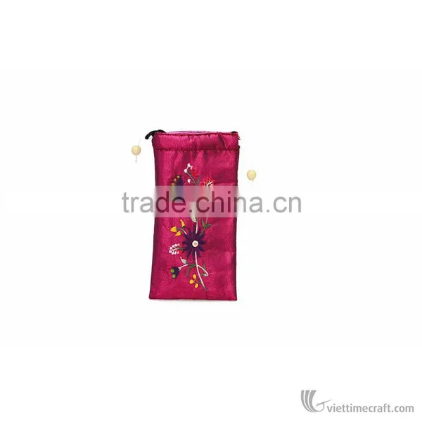 HOT SALE !!! Embroidery Handmade Glasses Bag, Brocade Withdraw Bag, Flower Pattern Handicraft in Vietnam photo-5