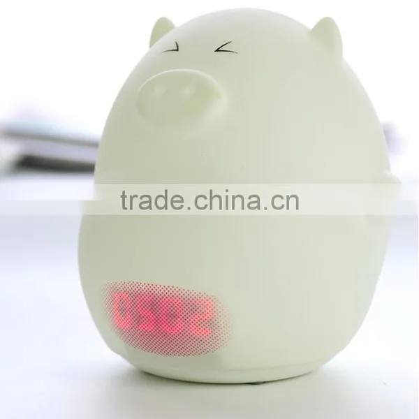 Pig Shape Silicone Animal Led Alarm Clock Night Light For Kids photo-5