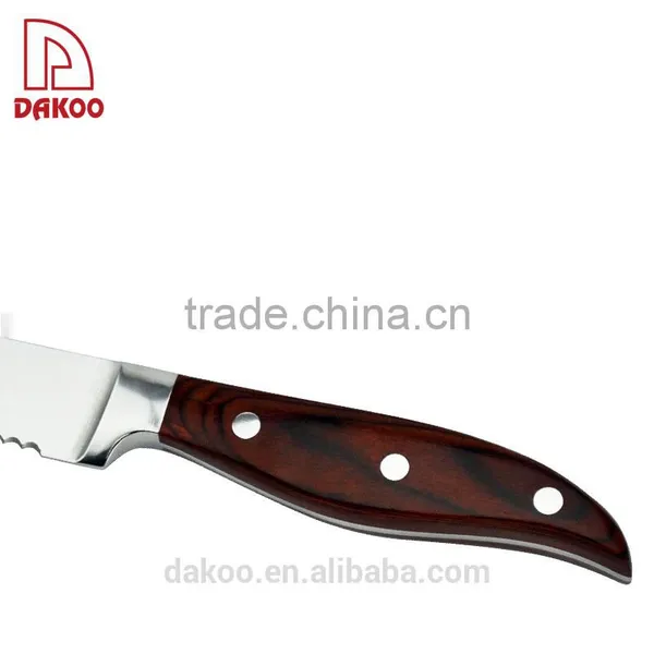 High Quatity Red Color 8" Bread Knife With Pakka Wood Handle photo-5