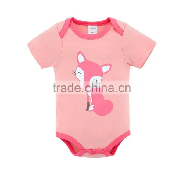 Fashion Fox Style Girl Rompers Short Sleeve 100% Cotton Newborn Baby Clothes Wholesale photo-5