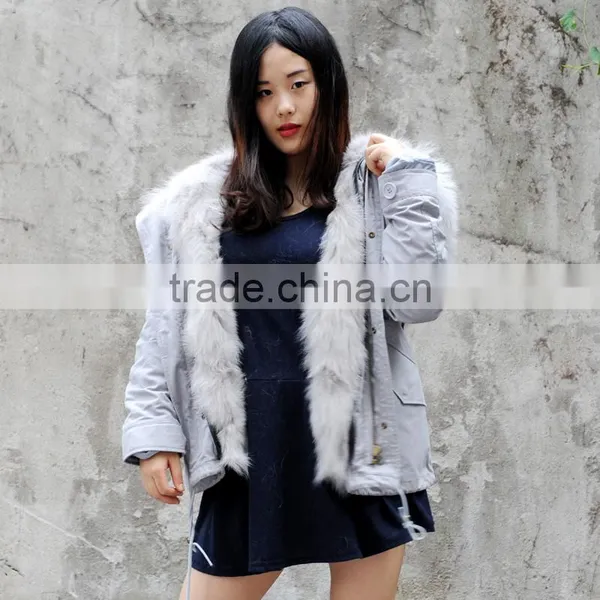CX-G-P-05R Colorful Fox Fur Lining Women Winter Warm Parka Coat photo-4