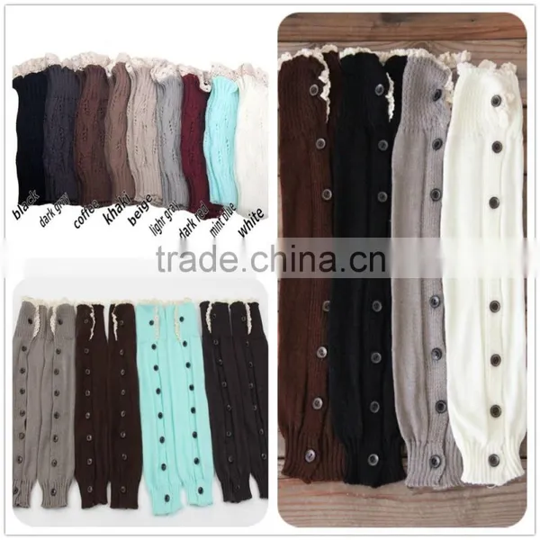 2015 Wholesale Adult Leg Warmers Ruffle Button Leg Warmers Lace Boot Socks photo-5