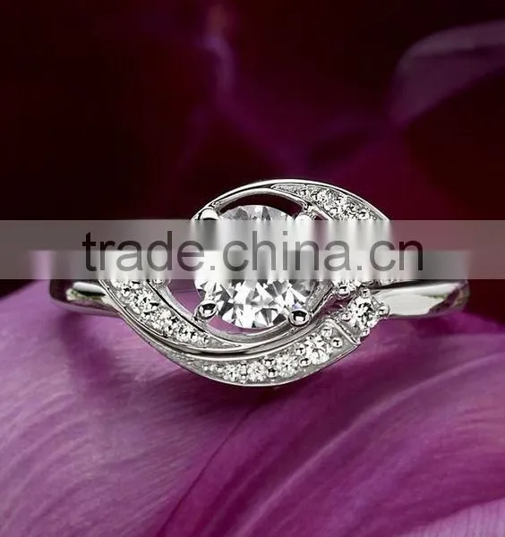 Shining Fashion Jewelry Genuine Sterling Silver 925 Women's Finger Engagement Ring Set photo-2