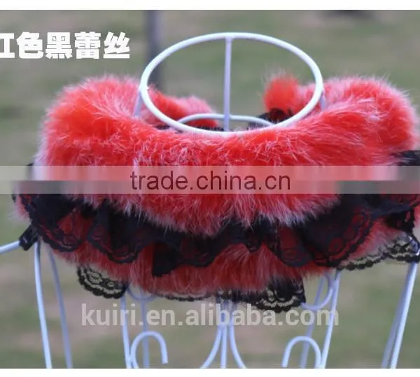Lace Real Fur Collar Scarf Coat Warm Wrap Fake Neck Ring Winter Fox Rabbit Fur Cape Clothing Accessory Shawl Scarves photo-3