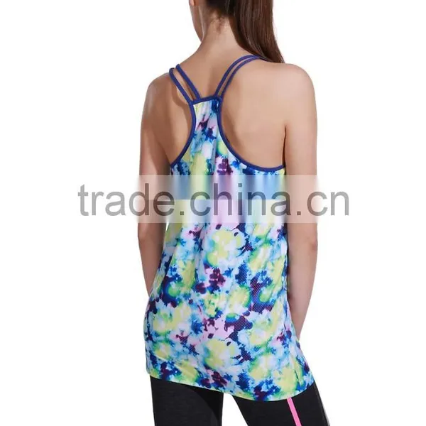 Womens Fitness Wear Seamless Tie Dye Training Tank Top/racerback photo-2