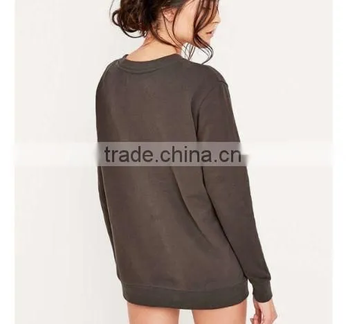 Black Long Sleeve Wholesale Cheap Price Crewneck Women Sweatshirt photo-3